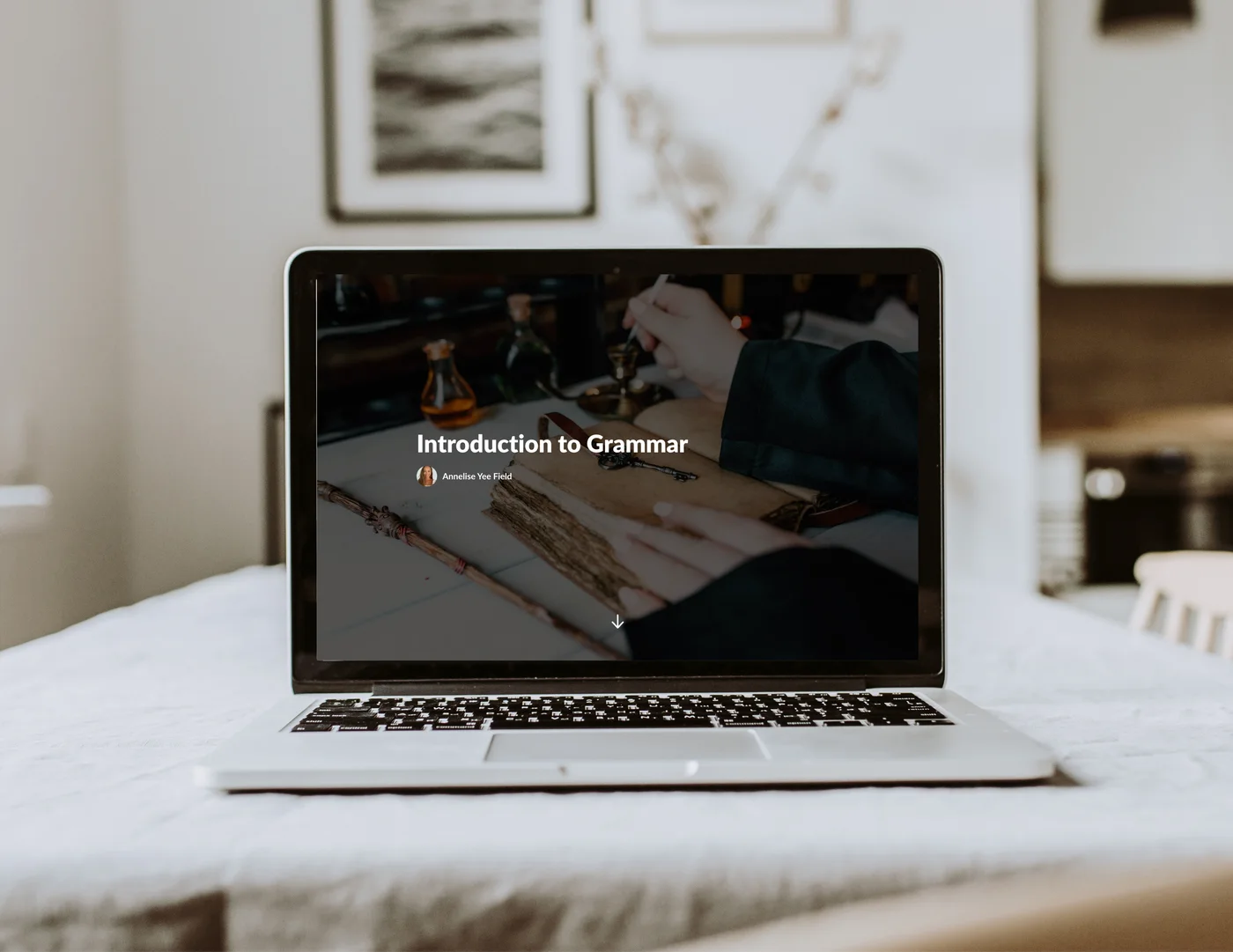 The Introduction to Grammar course on a laptop